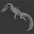 White Dragon 3D Model Game Movie Character With Spiked Body Open Mouth Dynamic Pose
