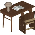 Quiet wind desk and chair combination 3d model
