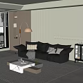 Modern Living Room With Sectional Sofa Throw Pillows And Marble Coffee Table