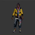Stylish Character With Yellow Jacket Purple Lining Colorful Hair And Distressed Jeans