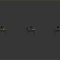 Three Dining Tables With Different Items On Gray Background And Reflective Floor