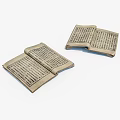 Two Open Ancient Books With Historical Text On Yellowed Pages 3d model