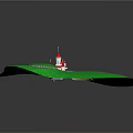Colorful Cartoon Castle On Green Grassy Landscape With Winding Paths And Tower Details