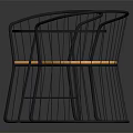 Modern Round Wooden Table With Black Metal Frame Chairs And Wooden Seats Set