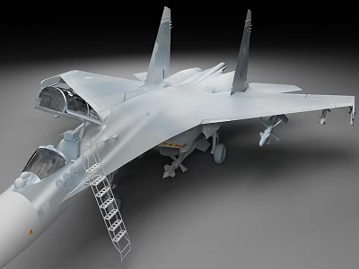 Detailed 3D Model of Modern Fighter Jet with Open Cockpit and Landing Gear 3d model