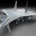 Detailed 3D Model of Modern Fighter Jet with Open Cockpit and Landing Gear