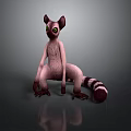 Cute Lemur Sitting On Smooth Surface With Green Eyes Pink Body And Black White Tail