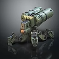 Futuristic Multi Legged Mechanical Robot With Green Armor And Cylindrical Structure 3d model