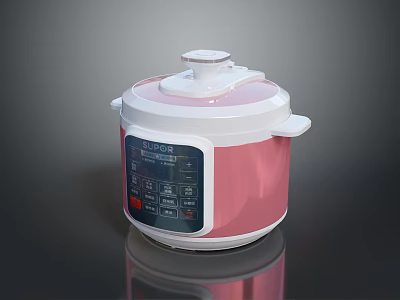 Modern Electric Pressure Cooker in Pink and White with Digital Control Panel 3d model