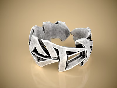 Unique Silver Ring With Intricate Geometric Openwork Design And Modern Artistic Style 3d model