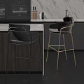 Modern Bar Stools With Leather Faux Fur Seats Black Gold Metal Frames Kitchen Counter