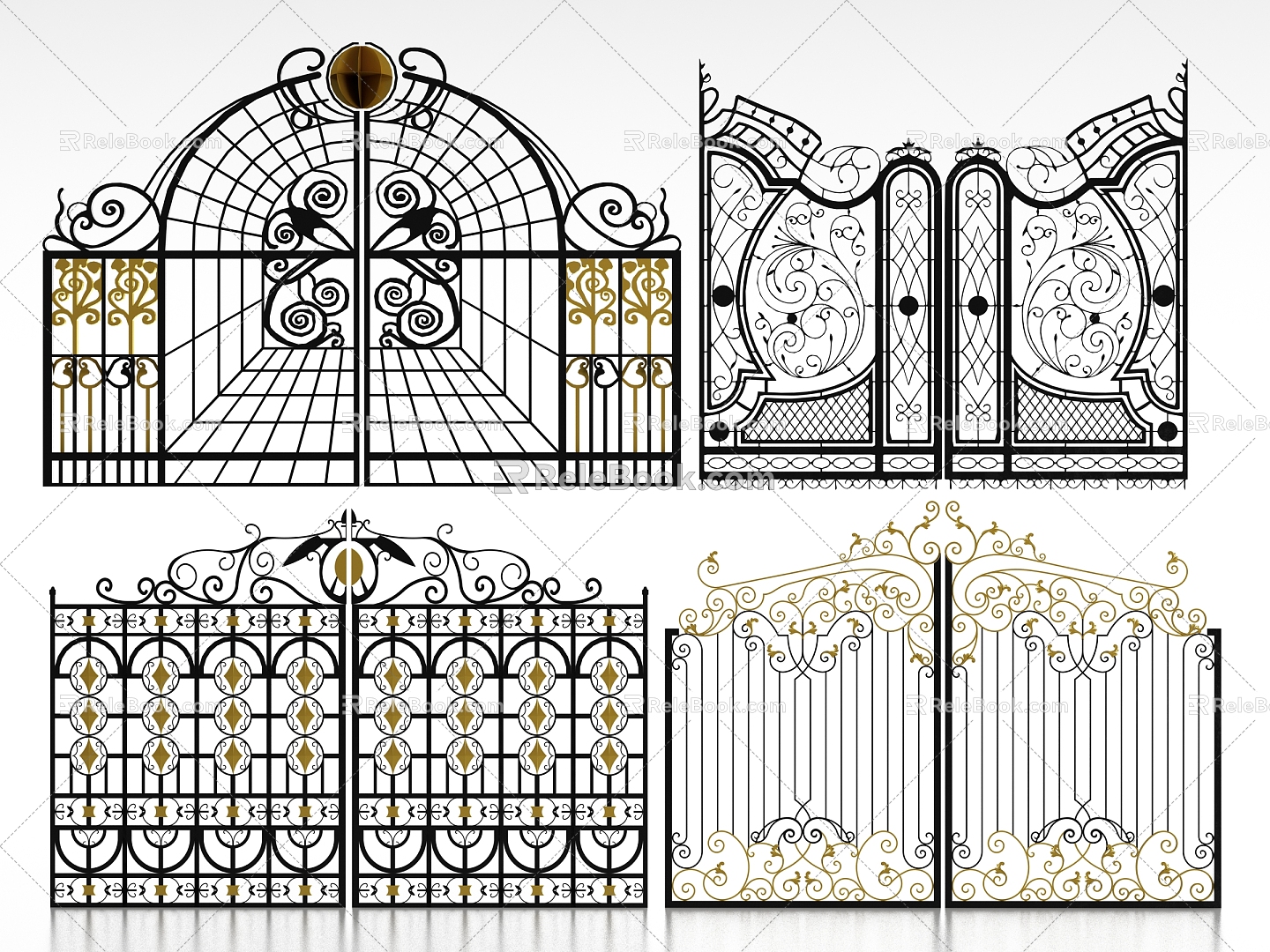 European gate wrought iron gate 3d model