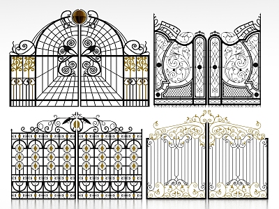 European gate wrought iron gate 3d model