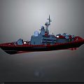 Blue And Red Military Ship Model With Radar Antenna And Number 463