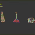 Colorful Traditional Musical Instruments Balalaika Accordion And String Instrument On Dark Surface
