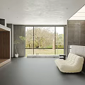 Modern Clothing Store Interior With Large Windows Sofa Brick Wall And Wooden Structure