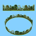 Creative Green Plant Wall Design With Linear And Circular Structures For Landscape 3d model