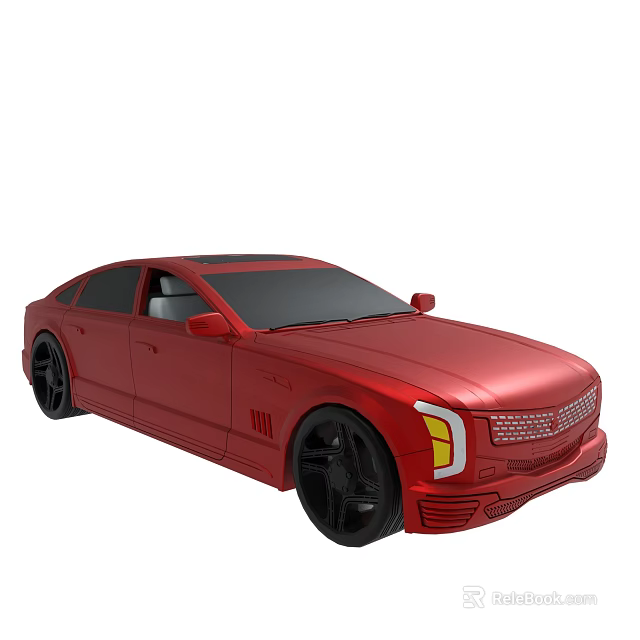 Sleek Red Sedan With Stylish Exterior Design 3d model 