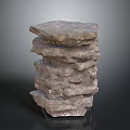 Stacked Natural Stone Pedestal With Rustic Layered Textured Rough Surface Design