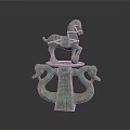Ancient Exquisite Bronze Horse Sculpture Carving Featuring Intricate Snake Shaped Base
