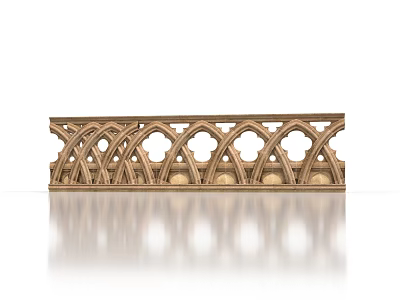 Golden Long Strip Decorative Panel with Hollow Arch Patterns for Home Living 3d model