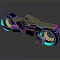 Futuristic Sci Fi Inspired Motorcycle With Blue Glowing Wheels And Sleek Metallic Body