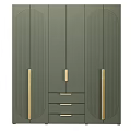 Dark Green Chest of Drawers with Golden Handles Modern Minimalist Design and Storage Doors