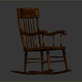 Traditional Wooden Rocking Chair With Curved Backrest And Armrests Design