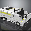 Modern White Utility Vehicle With Yellow Stripes Solar Panels OT Logo And 2023 Design