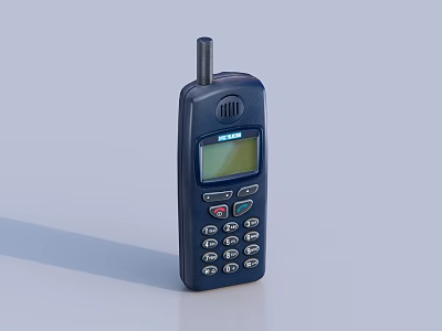 Vintage Blue Mobile Phone with Antenna Keypad and Classic Display Screen 3d model