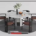 New Chinese Dining Table and Chair Set Round Dining Table and Chair Set 3d model