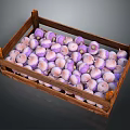 Fresh Purple And White Onions In Wooden Crate For Healthy Eating