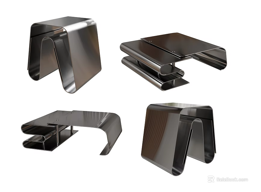 Modern Coffee Table With Unique Support Structure And Sleek Black Surface 3d model