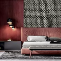 Modern background double bed 3d model