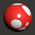 Cartoon Mushroom with Red Cap White Spots and Light Stem on Dark Background
