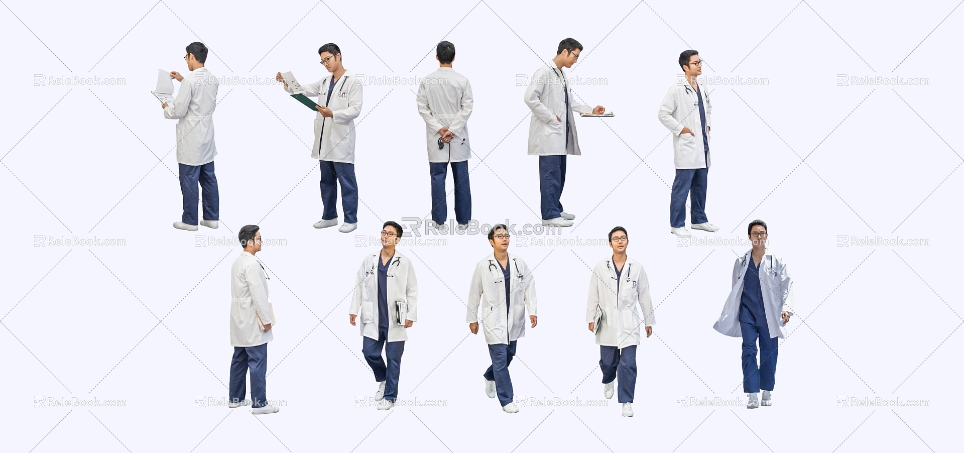 2D Male Doctor Asian Yellow 3d model