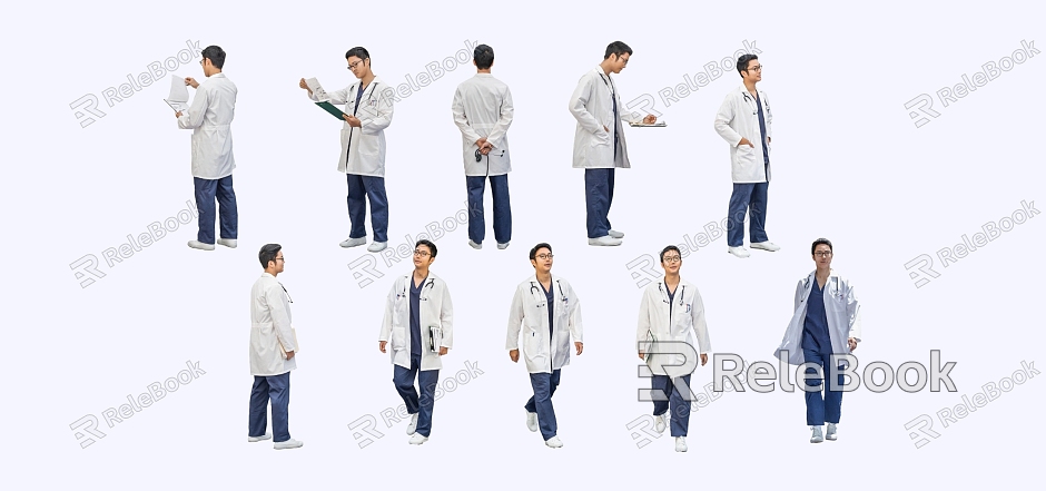 2D Male Doctor Asian Yellow model