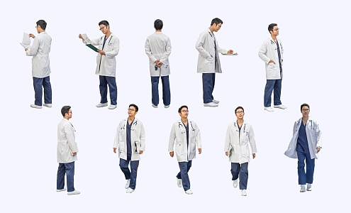 2D Male Doctor Asian Yellow 3d model