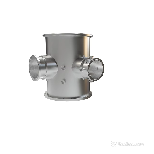 Stainless Steel Industrial Pipe Fitting With Three Way Connections And Flanges 3d model 