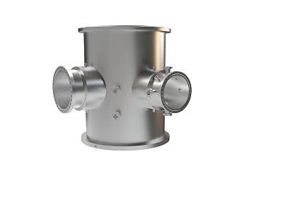 Stainless Steel Industrial Pipe Fitting With Three Way Connections And Flanges 3d model
