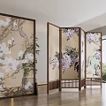 New Chinese Style Screen Zen Landscape Painting Partition Screen 3d model