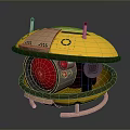 Advanced Yellow Computer Network Router With Red Circular Component And Metal Antennas