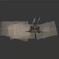 Rusted Armored Military Vehicle In Apocalyptic Muddy Terrain With Green Liquid And Smoke