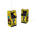 Yellow Double Dragon Arcade Game Machines As Classic Entertainment Appliances With Cartoon Graphics