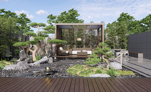 New Chinese Courtyard Garden Landscape 3d model