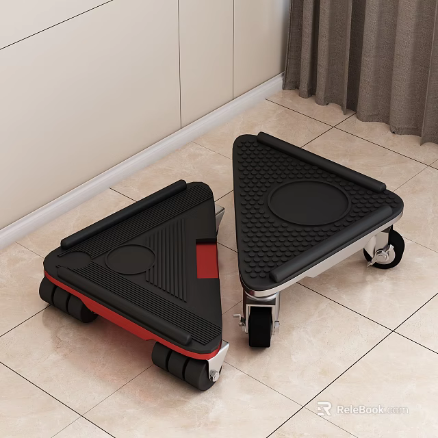 Two Black Triangle Mobile Step Stools With Non Slip Surface And Wheels 3d model