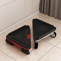 Two Black Triangle Mobile Step Stools With Non Slip Surface And Wheels 3d model