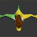 Shark Head Game Movie Character With Cowboy Hat Green Yellow Arms Legs White Body