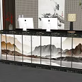 New Chinese Reception Desk Front Desk 3d model