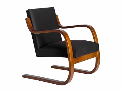 Modern Leisure Rocking Chair With Wooden Frame Black Cushion And Armrests Design 3d model